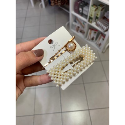 Set horquillas dorado y perlas